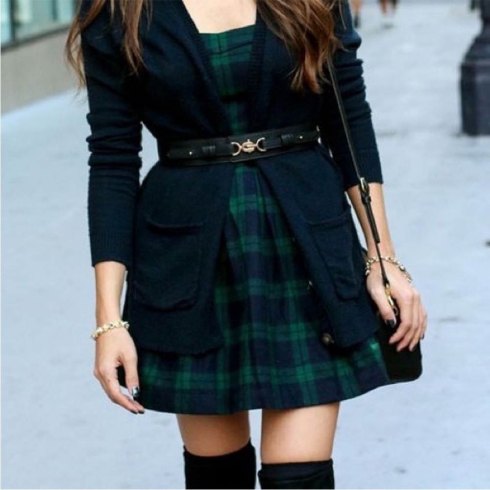 Abercrombie & Fitch Green and Navy Strapless Dress